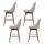 Artiss Set of 4 Swivel Bar Stools Grey Wooden Frame with Faux Linen Seat, Padded Backrest and Metal Footrest