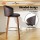 Artiss Set of 4 Bar Stools Dining Chairs, Brown PU Leather, Walnut Wood, 65cm Seat, Ergonomic & Adjustable