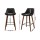 Artiss Set of 2 Bar Stools 68cm Black PU Leather Seat Solid Bentwood Legs Steel Footrest Diamond Backrest