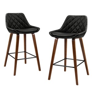 Artiss Bar Stools Set of 4, Bentwood & Black PU Leather, 68cm Seat Height, Stylish & Durable with Footrest