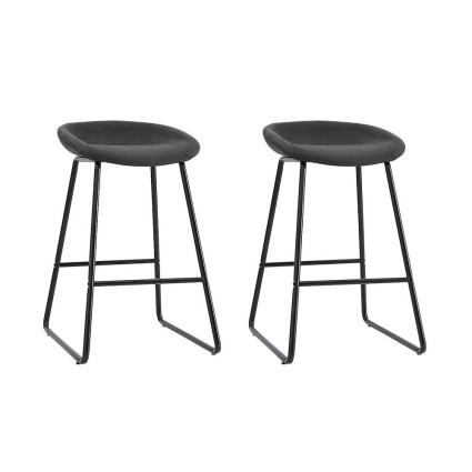 Artiss Ludovic 2x Bar Stools PU Leather Kitchen Dining Chairs, Metal Frame, Footrest, Black, 65cm Seat Height