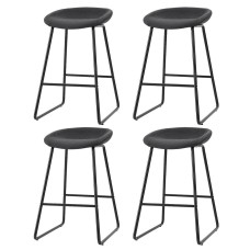 Artiss Ludovic 4x Bar Stools PU Leather Kitchen Dining Chairs, Metal Frame, Footrest, 65cm Seat Height, Black