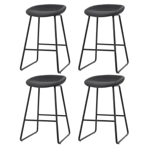 Artiss Ludovic 4x Bar Stools PU Leather Kitchen Dining Chairs, Metal Frame, Footrest, 65cm Seat Height, Black