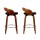 Artiss 2x Swivel Bar Stools with Curving Backrest - Walnut Wood, Black PU Leather Seat, Chrome Footrest, 80cm Height