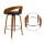 Artiss 2x Swivel Bar Stools with Curving Backrest - Walnut Wood, Black PU Leather Seat, Chrome Footrest, 80cm Height