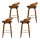 Artiss 4x Walnut Wood Swivel Bar Stools with Black PU Leather Seat, Curved Backrest, Chrome Footrest, 80cm Height