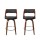 Artiss 2x 65cm Swivel Bar Stools - Walnut Wood, PU Leather, Chrome Footrest, Anti-Slip Feet, Stylish Modern Design