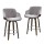 Artiss 4x Velvet Swivel Bar Stools 70cm Grey Padded Seat Solid Wood Frame with Chrome Footrest and Backrest