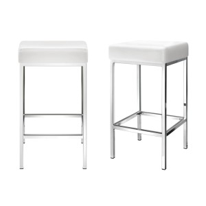 Artiss 4x White Leather Bar Stools - PU Padded Seats, Chrome Steel Legs, 36x36x69cm, Modern Design, 1-Year Warranty