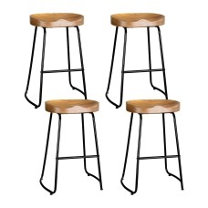 Artiss 4x Tractor Bar Stools 65cm - Vintage Elm Seat & Heavy Metallic Finish, Industrial Design, Retro Style, Black Legs Artiss 4x Tractor Bar Stools 65cm - Vintage Elm Seat & Heavy Metallic Finish, Industrial Design, Retro Style, Black Legs