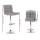 Artiss 2x Bar Stools - Grey Faux Linen Fabric, Chrome Finish, Adjustable Height 68-81cm, Swivel Kitchen Counter Chairs