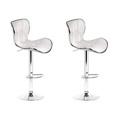 Artiss 2x White Bar Stools, Gas Lift PU Leather, Chrome Finish, 94-114cm Adjustable Height, Swivel Design, Steel Base