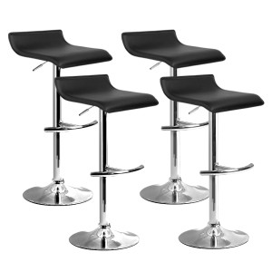 Artiss Sena 4x Bar Stools - Black PU Leather, Adjustable Gas Lift, 360° Swivel, Chrome Steel Base, Elegant Design