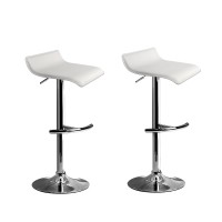 Artiss Sena 2x Adjustable Gas Lift Bar Stools in White - PU Leather, Chrome Finish, 360° Swivel, Scratch-Proof Base
