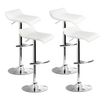 Artiss Sena 4x White Bar Stools - Adjustable Height PU Leather, 360° Swivel, Chrome Finish, Modern Kitchen Chairs