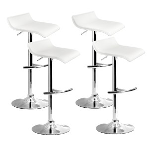 Artiss Sena 4x White Bar Stools - Adjustable Height PU Leather, 360° Swivel, Chrome Finish, Modern Kitchen Chairs