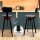 Artiss Bar Stools 2x Vintage Metal and Elm Wood Swivel Chairs, Adjustable Height 63.5–79.5cm, Black Frame