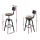Artiss 4x Angus Adjustable Bar Stools with Backrest, Elm Wood Seat, 360° Swivel, Metal Frame, 63.5-79.5cm Height