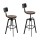 Artiss 4x Angus Adjustable Bar Stools with Backrest, Elm Wood Seat, 360° Swivel, Metal Frame, 63.5-79.5cm Height