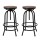 Artiss Set of 2 Adjustable Bar Stools, Elm Wood Seat, Black Steel Frame, 360° Swivel, 70–90cm, Modern Chairs