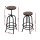 Artiss 4x Adjustable Bar Stools - Elm Wood Seat, Steel Frame, 70-90cm Height, Swivel Design, Industrial Vintage Style