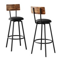 Artiss Set of 2 Industrial Bar Stools, 72cm Upholstered Seat, Steel Frame, Anti-Scratch, Black, Easy Assembly