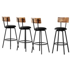 Artiss Set of 4 Industrial Bar Stools, 72cm Black Steel Frame, Upholstered Seat, Anti-Scratch, Easy Assembly