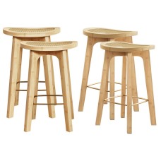 Artiss Set of 4 Bamboo and Rattan Bar Stools 67cm Kitchen Counter Chairs with Footrest, Sturdy Frame, Natural Finish