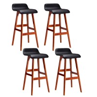 Artiss Sliva 4x Bar Stools - Black PU Leather, Bentwood Frame, 74cm Seat Height, Set of 4, Durable & Stylish Design