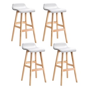 Artiss Sliva 4x Bar Stools - White PU Leather, Bentwood Frame, Foam Padded Seat, 74cm Height, Floor Protectors Included