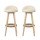 Artiss 2x Bar Stools - Beige PU Leather, Wooden Frame, 360° Swivel, Padded Seat, Floor Protectors, 36x36x79cm