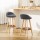 Artiss 2x Bar Stools - Grey Padded Faux-Linen Seat, Wooden Frame, 360° Swivel, 79cm Height, Rubber Floor Protectors