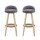Artiss 2x Bar Stools - Grey Padded Faux-Linen Seat, Wooden Frame, 360° Swivel, 79cm Height, Rubber Floor Protectors
