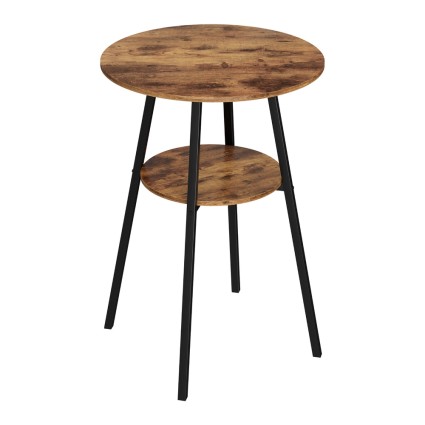 Artiss Industrial Bar Table with 2-Tier Organiser, Weather-Resistant MDF Top, Steel Frame, 55x68x95cm, Rustic Brown