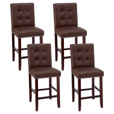 Artiss 4x Ada Brown Bar Stools - Ergonomic PU Leather, High Backrest, Rubber Wood Frame, 120kg Capacity, Easy Assembly