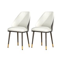 Artiss Dining Chairs Set of 2 - Beige & Black, PU Leather, Steel Legs, 150kg Capacity, 1-Year Warranty