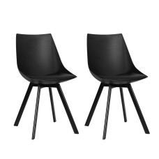 Artiss Dining Chairs Set of 2, Black PU Leather, Steel Legs, Cushioned Back, 53x46x86cm, 150kg Capacity, Modern Design