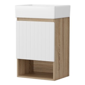 Cefito 445mm Wall Hung Vanity Unit: Modern White Basin Cabinet with Soft-Close Doors & Ample Storage, Durable Timber