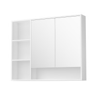 Cefito 100cm Bathroom Mirror Cabinet White Wall Mounted Vanity, Medicine Storage, 15mm MDF, Adjustable Shelves