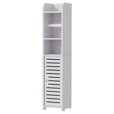 Artiss 3-Tier Bathroom Cabinet: Water-Resistant PVC, Slim Design, Toilet Roll Holder, Ventilated Storage - 17x15x76cm