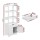 Artiss Bathroom Floor Storage Cabinet, White MDF, 2 Drawers, 3 Open Shelves, 2 Doors, 60x33x154cm, Easy Assembly