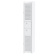 Artiss Bathroom Toilet Storage Cabinet - Slim Tallboy with Ventilated Doors, 2 Drawers, Water-Resistant, 118cm, White