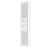 Artiss 2X Bathroom Toilet Storage Cabinet Tallboy Cupboard White 2 Drawers 2 Ventilated Cabinets 118cm