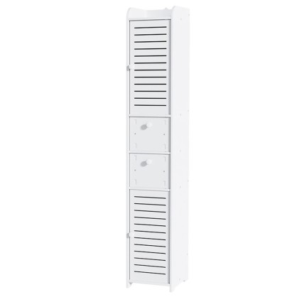 Artiss 2X Bathroom Toilet Storage Cabinet Tallboy Cupboard White 2 Drawers 2 Ventilated Cabinets 118cm