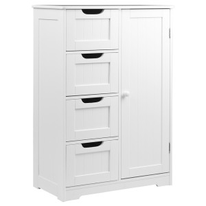 Artiss White Bathroom Cabinet: 4 Drawers & 2-Shelf Cupboard, Eco-Friendly MDF, 54x29x83cm, Sleek Design for Modern Homes