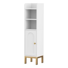Artiss 2-Pack Slim Bathroom Storage Cabinet 3-Tier Adjustable Shelf Arched Door White 20x20x84cm with Gold-Tone Legs