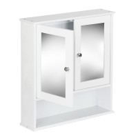 Artiss Bathroom Mirror Cabinet, White Tallboy Storage Cupboard, Eco-Friendly E1 MDF, 56x13x58cm, Adjustable Shelf