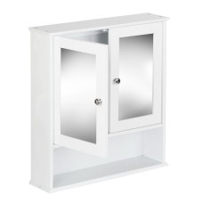 Artiss Bathroom Mirror Cabinet, White Tallboy Storage Cupboard, Eco-Friendly E1 MDF, 56x13x58cm, Adjustable Shelf