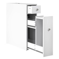 Artiss Slim Bathroom Storage Cabinet & Tissue Holder, 50x16x58cm, Eco-Friendly MDF, White, Space-Saving Design