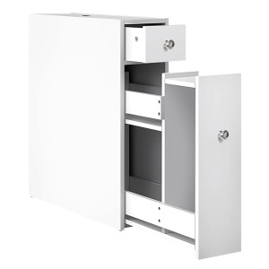 Artiss Slim Bathroom Storage Cabinet & Tissue Holder, 50x16x58cm, Eco-Friendly MDF, White, Space-Saving Design